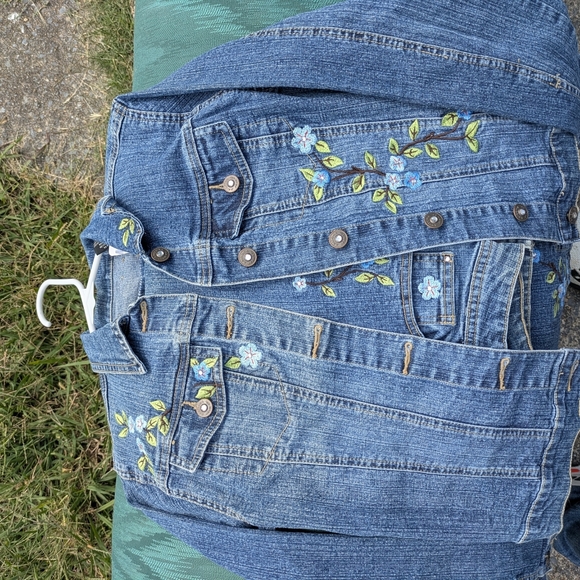 Y2k Girls Embroidered Blue Denim Jeans - Picture 8 of 12